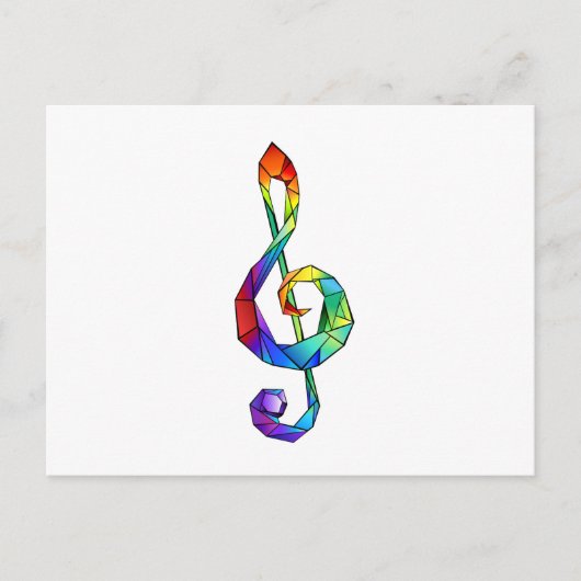 Rainbow Musical Key treble cleet Uitnodiging Briefkaart (Voorkant)