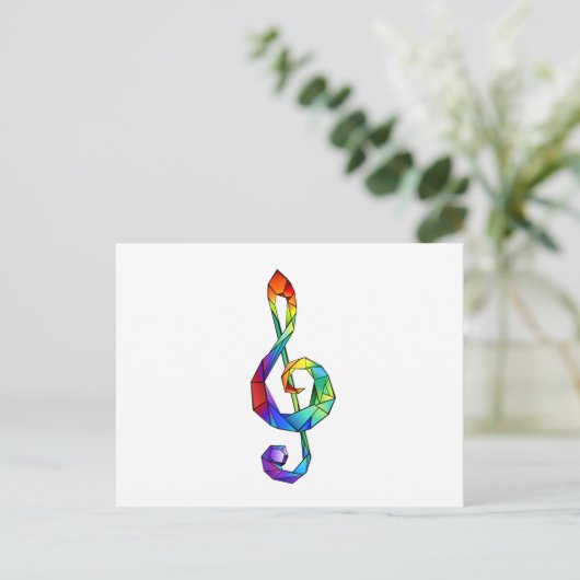 Rainbow Musical Key treble cleet Uitnodiging Briefkaart (Staand voorkant)