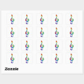 Rainbow Musical Key treble cleet Vierkante Sticker (Vel)