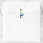 Rainbow Musical Key treble cleet Vierkante Sticker (Tas)