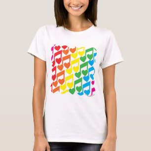 Rainbow Musical Notes Schattige retro patroon T-shirt