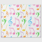 Rainbow Musical Notes Wrapping Paper Cadeaupapier (Vlak)