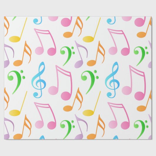 Rainbow Musical Notes Wrapping Paper Cadeaupapier (Vlak)
