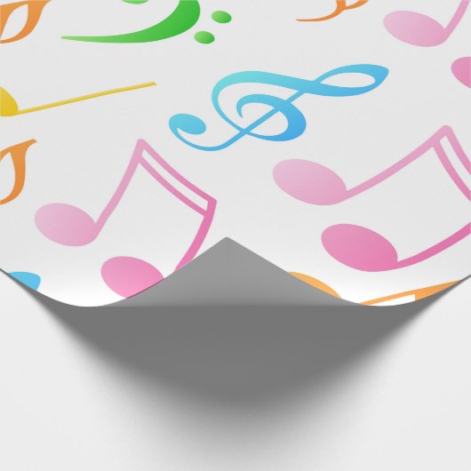 Rainbow Musical Notes Wrapping Paper Cadeaupapier (Hoek)