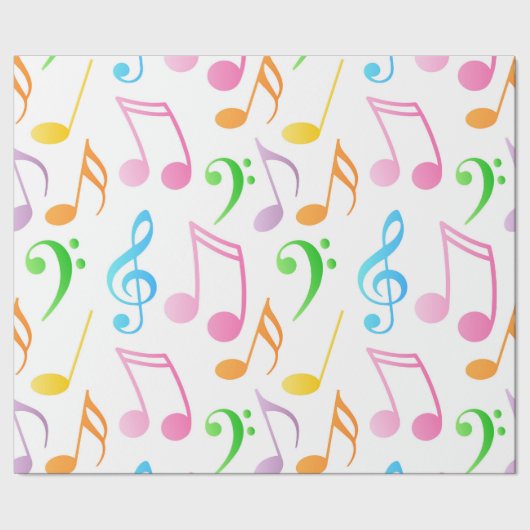 Rainbow Musical Notes Wrapping Paper Cadeaupapier (Zoom)