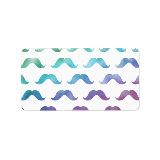 Rainbow Mustache Faux Folie Metalen snorren Etiket (Voorkant)