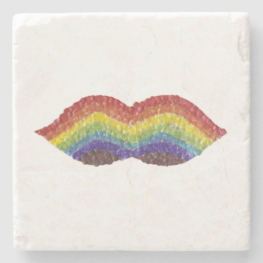 Rainbow Mustache Marble Onderzetter (Voorkant)