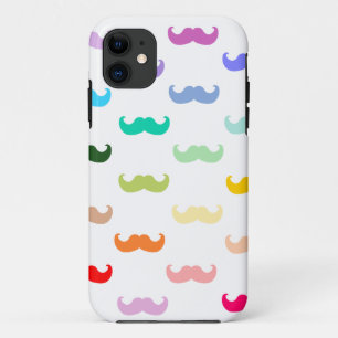 Rainbow Mustache patroon op wit iPhone 11 Hoesje