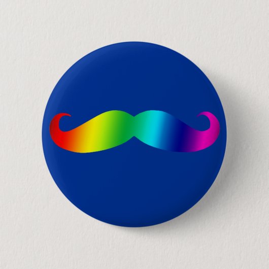 Rainbow Mustache T-shirt Ronde Button 5,7 Cm (Voorkant)