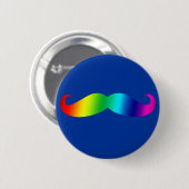 Rainbow Mustache T-shirt Ronde Button 5,7 Cm (Voorkant /achterkant)