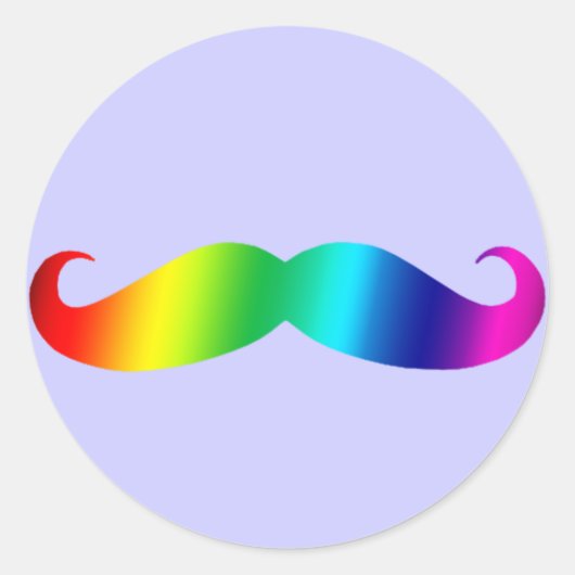 Rainbow Mustache T-shirt Ronde Sticker (Voorkant)
