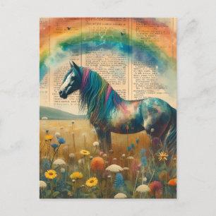 Rainbow Mustang  Woordenboek Pagina Collage Briefkaart