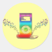 Rainbow Muziek Ronde Sticker (Voorkant)