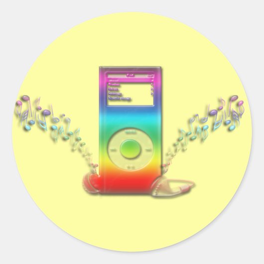 Rainbow Muziek Ronde Sticker (Voorkant)