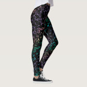 Rainbow Muzieknoten Floral Pattern Black Leggings (Rechts)