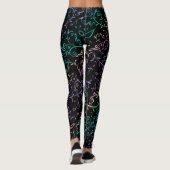 Rainbow Muzieknoten Floral Pattern Black Leggings (Achterkant)