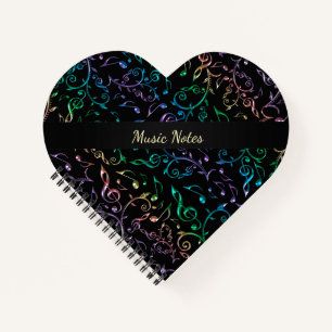 Rainbow Muzieknoten Gepersonaliseerd hart Notitieboek