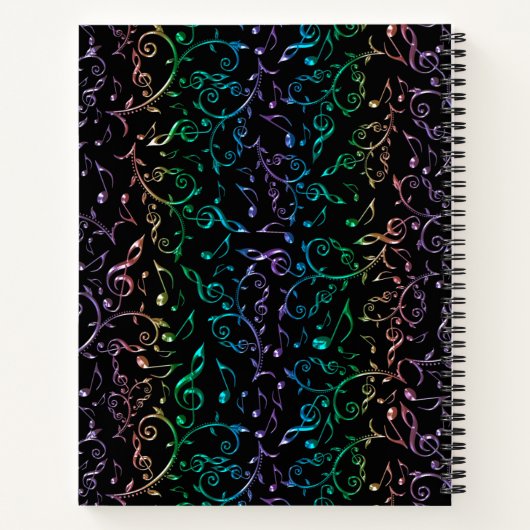 Rainbow Muzieknoten gepersonaliseerd Notitieboek (Achterkant)