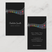 Rainbow Muzieknoten Muziekdocent Elegant Visitekaartje (Voorkant / Achterkant)