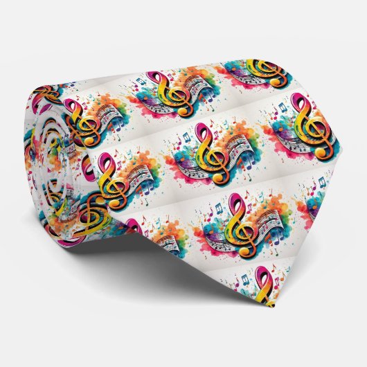 Rainbow Muzieknoten Muziekleraar Stropdas (Opgerold)