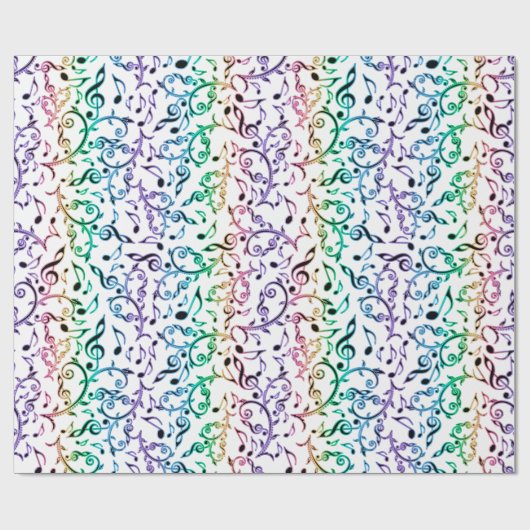 Rainbow Muzieknoten Pattern Wrapping Paper Cadeaupapier (Vlak)