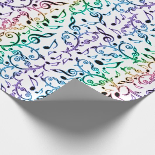 Rainbow Muzieknoten Pattern Wrapping Paper Cadeaupapier (Hoek)
