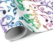 Rainbow Muzieknoten Pattern Wrapping Paper Cadeaupapier (Rol Hoek)