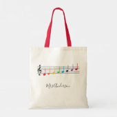 Rainbow Muzieknoten Schaal Muziekleraar Tote Bag (Achterkant)