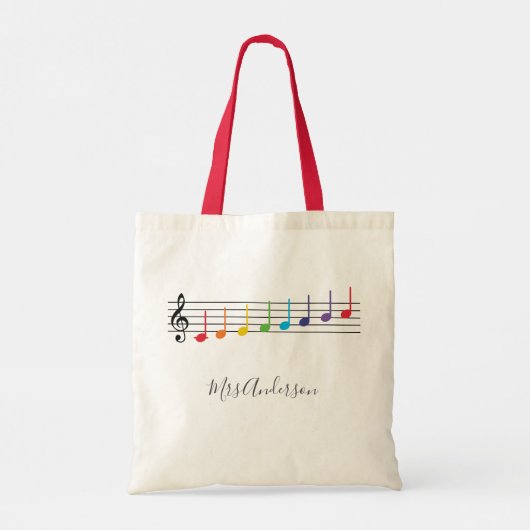 Rainbow Muzieknoten Schaal Muziekleraar Tote Bag (Achterkant)