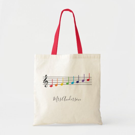 Rainbow Muzieknoten Schaal Muziekleraar Tote Bag (Voorkant)