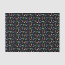 Rainbow Muzieknoten Tissue Paper - Zwarte achtergr
