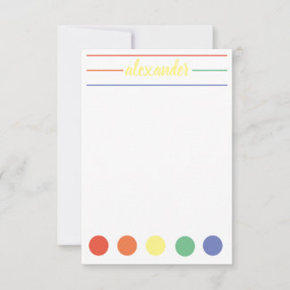 Rainbow-naam, gepersonaliseerd briefpapier notitiekaartje