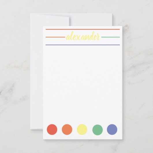 Rainbow-naam, gepersonaliseerd briefpapier notitiekaartje (Voorkant)