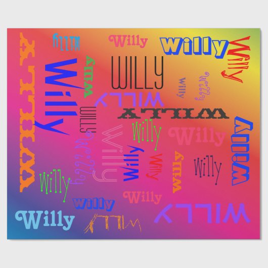Rainbow Name Collage 🎁 Geweldig Word Cloud Fun Fa Cadeaupapier (Vlak)