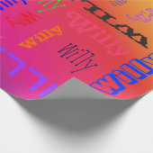 Rainbow Name Collage 🎁 Geweldig Word Cloud Fun Fa Cadeaupapier (Hoek)