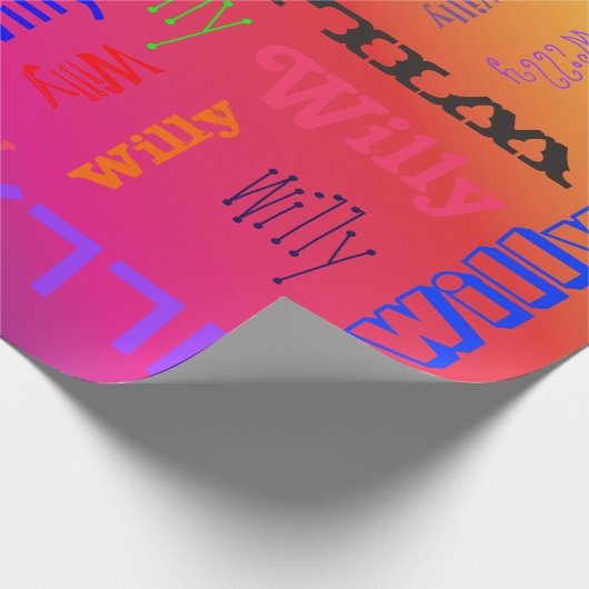 Rainbow Name Collage 🎁 Geweldig Word Cloud Fun Fa Cadeaupapier (Hoek)