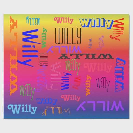 Rainbow Name Collage 🎁 Geweldig Word Cloud Fun Fa Cadeaupapier (Vlak)