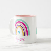 RAINBOW NAME kleurrijke leuke boho design Tweekleurige Koffiemok (Voorkant links)
