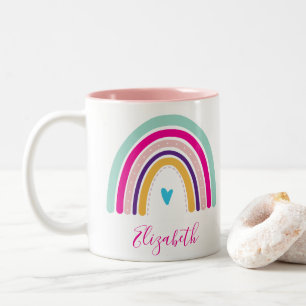 RAINBOW NAME kleurrijke leuke boho design Tweekleurige Koffiemok