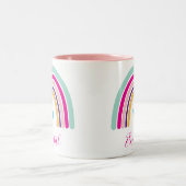 RAINBOW NAME kleurrijke leuke boho design Tweekleurige Koffiemok (Center)