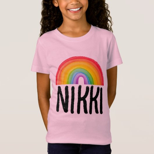 RAINBOW NAME PERSONALIZED GIRLY GIRLS T-SHIRTS (Voorkant)