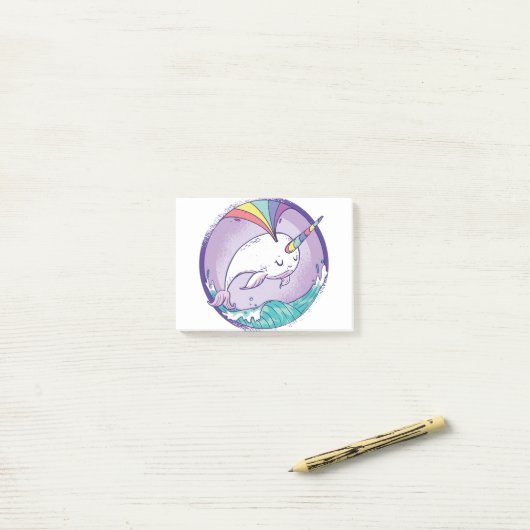 Rainbow Narwalale Post-it® Notes (Op bureau)