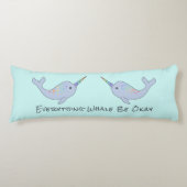 Rainbow Narwhal Body Pillow Lichaamskussen (Voorkant)