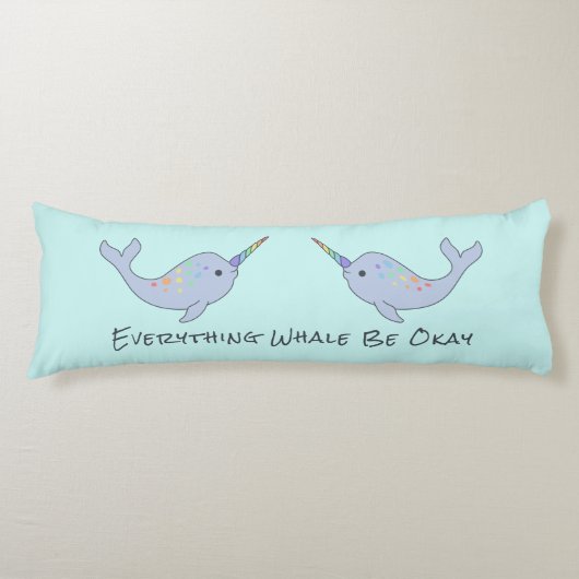 Rainbow Narwhal Body Pillow Lichaamskussen (Voorkant)