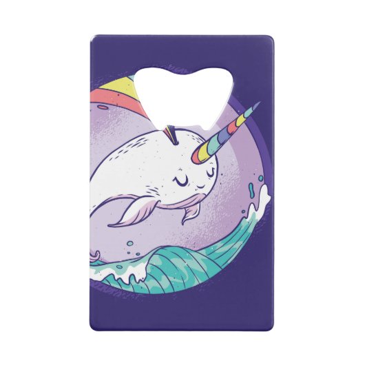Rainbow Narwhal Creditkaart Flessenopener (Voorkant)