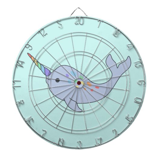 Rainbow Narwhal Dartboard Dartbord (Voorkant)