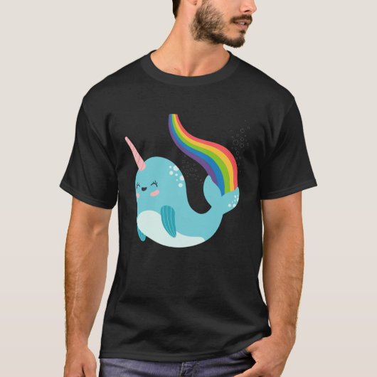 Rainbow Narwhal for Girls Cute Narwhale Graphic T-shirt (Voorkant)