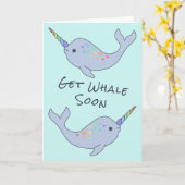 Rainbow Narwhal Get Whale Soon Kaart (Gele Bloem)