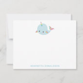 Rainbow Narwhal Kawaii Pattern Pastel Blue Name Notitiekaartje (Voorkant)