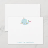 Rainbow Narwhal Kawaii Pattern Pastel Blue Name Notitiekaartje (Voorkant / Achterkant)